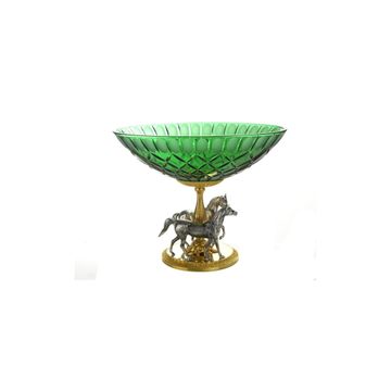 Reggia Orsini green bowl with horses by Il Bronzetto