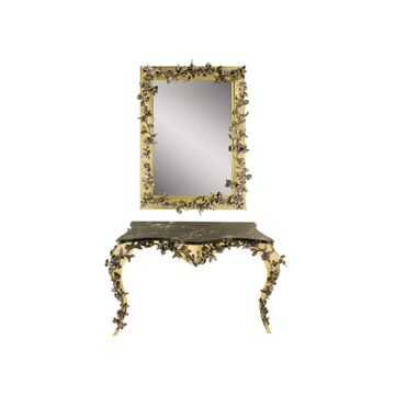 Palmira Akantus four leg table with green table top by Il Bronzetto