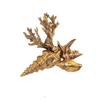 Oceano Coralia - marine composition brass knob by Il Bronzetto