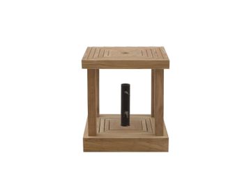 Teak parasol base with side table and iron base, pipe 50mm diameter Base - Ombrelloni by Il Giardino di Legno