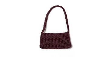 Hand crocheted shoulder bag - 3mm - "Baguette bag" - Blackberry by Ilektras Croshade