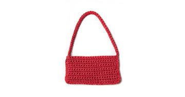 Hand crocheted shoulder bag - 3mm - "Baguette bag" - Watermelon by Ilektras Croshade