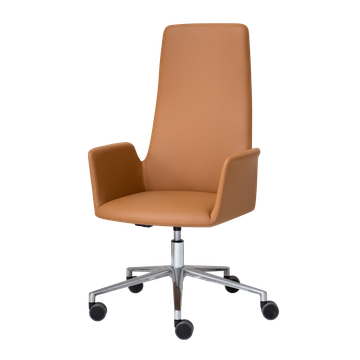 Altea Armchair with high back and 5 spoke aluminum swivel base on casters by INCLASS