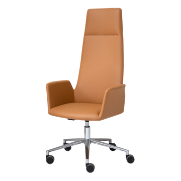 Altea Armchair with XL high back and 5 spoke aluminum swivel base on casters by INCLASS