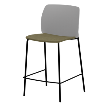 Aryn Max ARX0030 + ARX0000AS Counter chair with 4 leg frame (upholstered seat & polypropylene back) by INCLASS