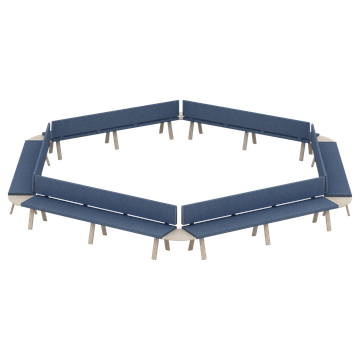 Plania Bench Benches composition with and without backrest using corner top 60º by INCLASS