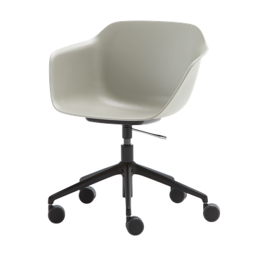 Taia Armchair with 5 spoke aluminum swivel base on casters + gas lift (polypropylene seat shell) by INCLASS