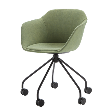Taia Armchair with 5 spoke steel swivel base on casters (plain upholstered seat shell) by INCLASS