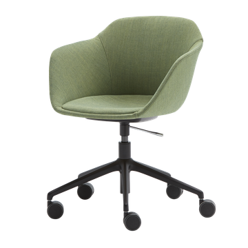 Taia Armchair with 5 spoke aluminum swivel base on casters + gas lift (plain upholstered seat shell) by INCLASS