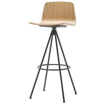 Varya Wood High stool with 4 spoke steel swivel base by INCLASS