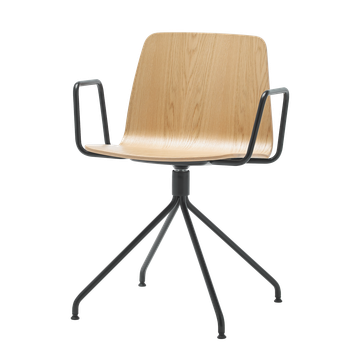 Varya Wood VAR0450 + VAR0100 Armchair with 4 spoke aluminum swivel base by INCLASS