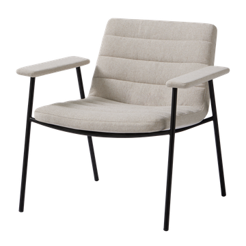 Xail Lounge armchair with low backrest, 4 leg frame and upholstered arms (horizontal stitching upholstery) by INCLASS
