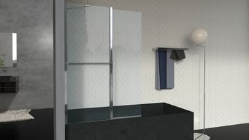 Adjustable bathscreen with fixed element and towel holders by INDA®