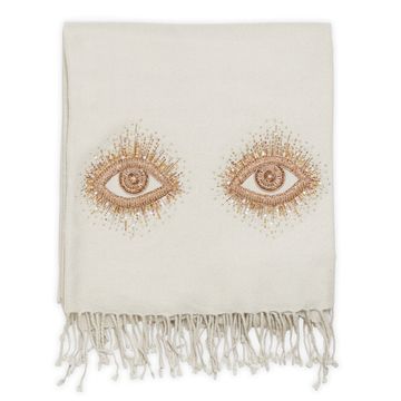 Muse Eyes Embellished Throw in White by Jonathan Adler