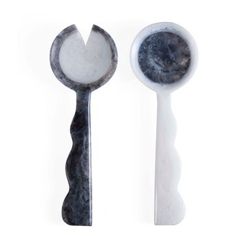 Como Black & White Ripple Salad Serving Set by Jonathan Adler