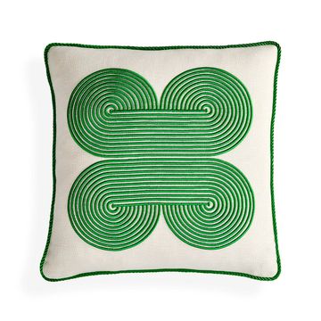Pompidou Green Quatrefoil Pillow by Jonathan Adler