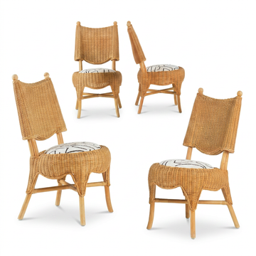 Set de 4 Sillas de Comedor French Riviera - Mid-Century en Ratán y Tapicería Premium by Jover+Valls
