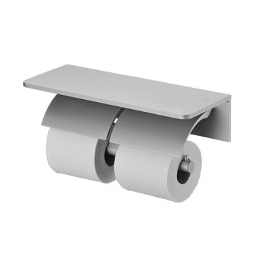 Bathroom Accessories - Double Toilet Tissue Holder W/R Corner Shelf (Aluminum W/Anodizing) by JUSTIME