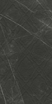 Sandra Glossy Black Damask Decor 40x80 by Kale