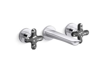 002 Wall Mount Widespread Sink Faucet, Zebra Jasper Cross Handles by Kallista