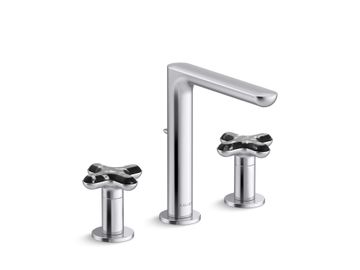 002 Widespread Sink Faucet, Tall Spout, Zebra Jasper Cross Handles by Kallista