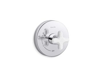 002 Single Control Trim, White Carrara Cross Handle by Kallista
