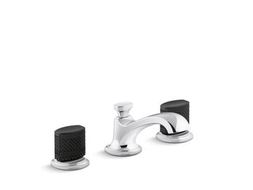 Script Decorative Sink faucet, low spout, Matte Black Porcelain knob handles by Kallista