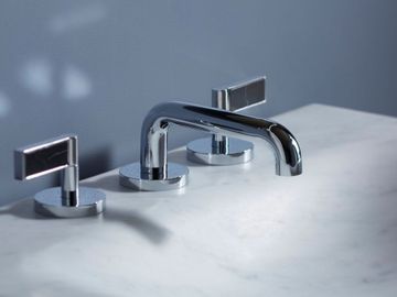 Sink faucet, low spout, Nero Marquina handles by Kallista - view 4