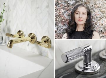 Sink faucet, tall spout, lever handles by Kallista