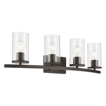 Crosby Vanity Light 4-Light Clear Glass Size:31.25" W x 8.75" H x 6.75" D Model:45498NBRCLR by Kichler