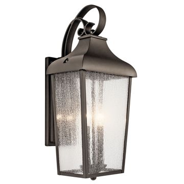 Forestdale Outdoor Wall Light 2-Light Clear Seeded Glass Size:8.5" W x 18.5" H x 8" D Model:49736BKT by Kichler