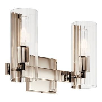 Jemsa Vanity Light 2-Light Clear Fluted Glass Size:13.75" W x 9.75" H x 5" D Model:55167BK by Kichler