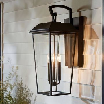 Mathus Outdoor Wall Light 3-Light Clear Beveled Glass Size:13.5" W x 30.25" H x 14.5" D Model:59121BKT by Kichler