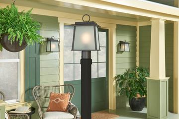 Noward Outdoor Post Light 1-Light Clear Satin Etched Glass Size:7.5" W x 15" H x 9" L Model:59107BK by Kichler