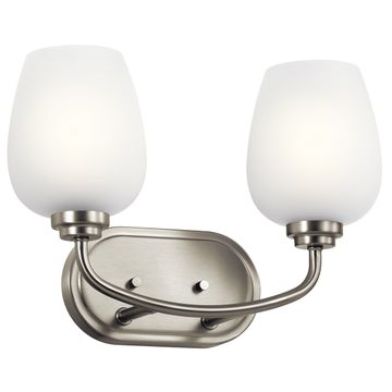 Valserrano Vanity Light 2-Light Clear Satin Etched Glass Size:14.5" W x 10.25" H x 6.75" D Model:45128NI by Kichler