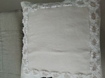 linen pillowcase with peonies by LA FABBRICA DEL LINO