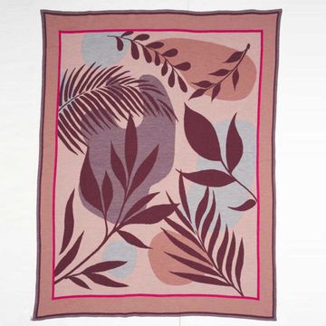 Plaid floral design with fringes by LA FABBRICA DEL LINO