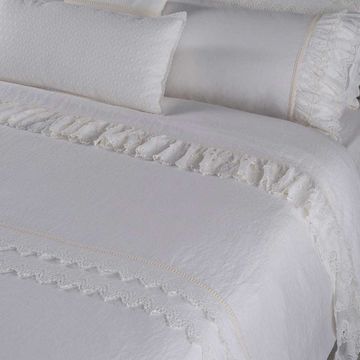 Single duvet cover with Sangallo lace * while stocks last by LA FABBRICA DEL LINO