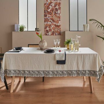 Tablecloth with cross stitch embroidery by LA FABBRICA DEL LINO