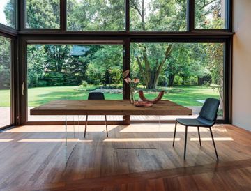 Wooden Dining Table with Glass Legs - LAGO Air Table by Lago