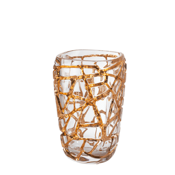 Vase Magnitude grand modèle à la feuille d'or rose by Lalique