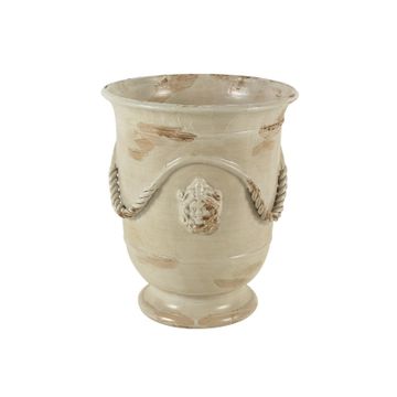 Planter with mask - decor Arcaica white by L'Antica Deruta