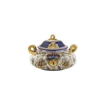 Covered box/centerpiece - decor Armi by L'Antica Deruta
