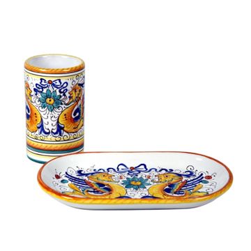 Set 2 pcs bathroom - decoro Raffaellesco by L'Antica Deruta