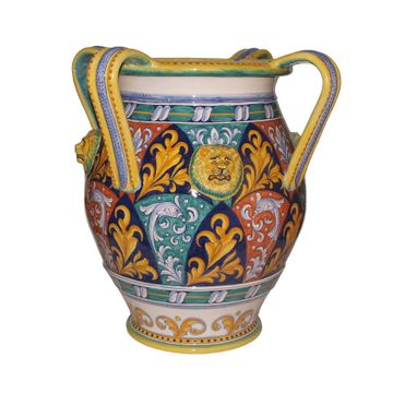 Vase/jare with handles- decor Policrome by L'Antica Deruta