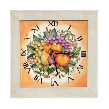Ceramic wall clocks with wood frame - decor Frutta by L'Antica Deruta