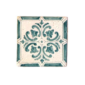 Hand made cotto tiles - set of 4 pcs - decorated -old cotto - PT/50V by L'Antica Deruta