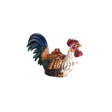 Ceramic animals- Rooster-covered box-SC/A/135 by L'Antica Deruta