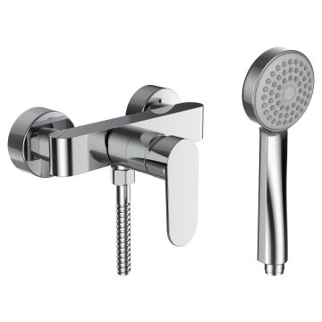 NEJA - Shower mixer, fittings distance 134-166 mm, with fittings, with synthetic flexible hose 1600 mm, with handspray Stella 80 1F by Laufen