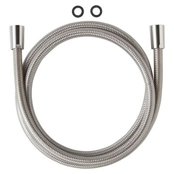 SHOWER ACCESSORIES - Flexible hose 1/2" x 1/2", with metallic effect and swivelling connection, length 1800 mm, PVD inox look by Laufen